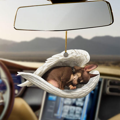 Ornaments- Brown chihuahua sleeping angel dog moms ornament, Dog Ornaments, Car Ornament - Best gifts your whole family