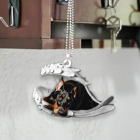 Ornaments- Doberman Pinscher- Sleeping Angel-Two Sided Ornament, Dog Ornaments, Car Ornament - Best gifts your whole family