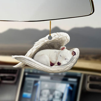 Ornaments- White Staffie sleeping angel white Staffie lover dog mom ornament, Dog Ornaments, Car Ornament - Best gifts your whole family