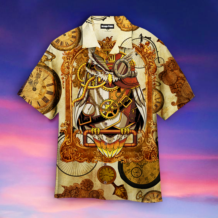 Owl Steampunk Clock Hawaiian Shirt,Hawaiian Shirt Gift,Christmas Gift