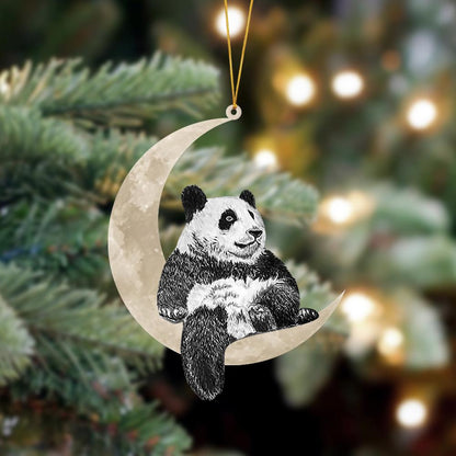 Panda Sits On The Moon Hanging Ornament, Animal Christmas Ornaments - Best gifts your whole family