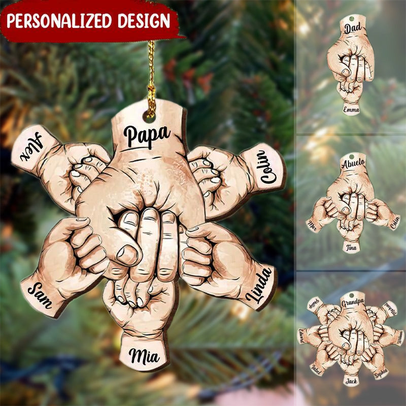 Papa Hands Print Christmas Gift Personalized Ornament - Best gifts your whole family