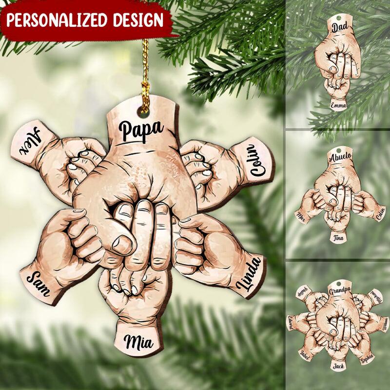 Papa Hands Print Christmas Gift Personalized Ornament - Best gifts your whole family