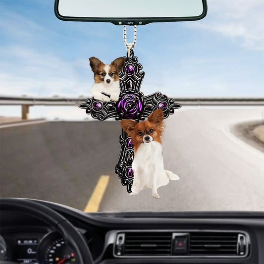 Papillon Pray For God Car Hanging Ornament Dog Pray For God Ornament Godmerc - Best gifts your whole family