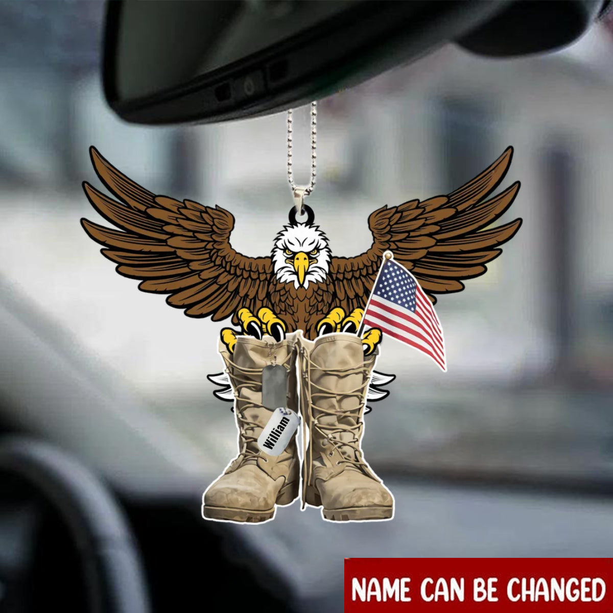 Personalized Acrylic Car Hanging Ornament Eagle With Military Boots - Best gifts your whole family