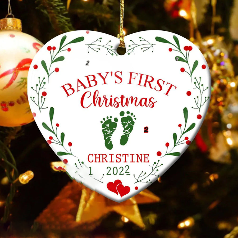 Personalized Baby’s First Christmas Heart Ornament - Best gifts your whole family