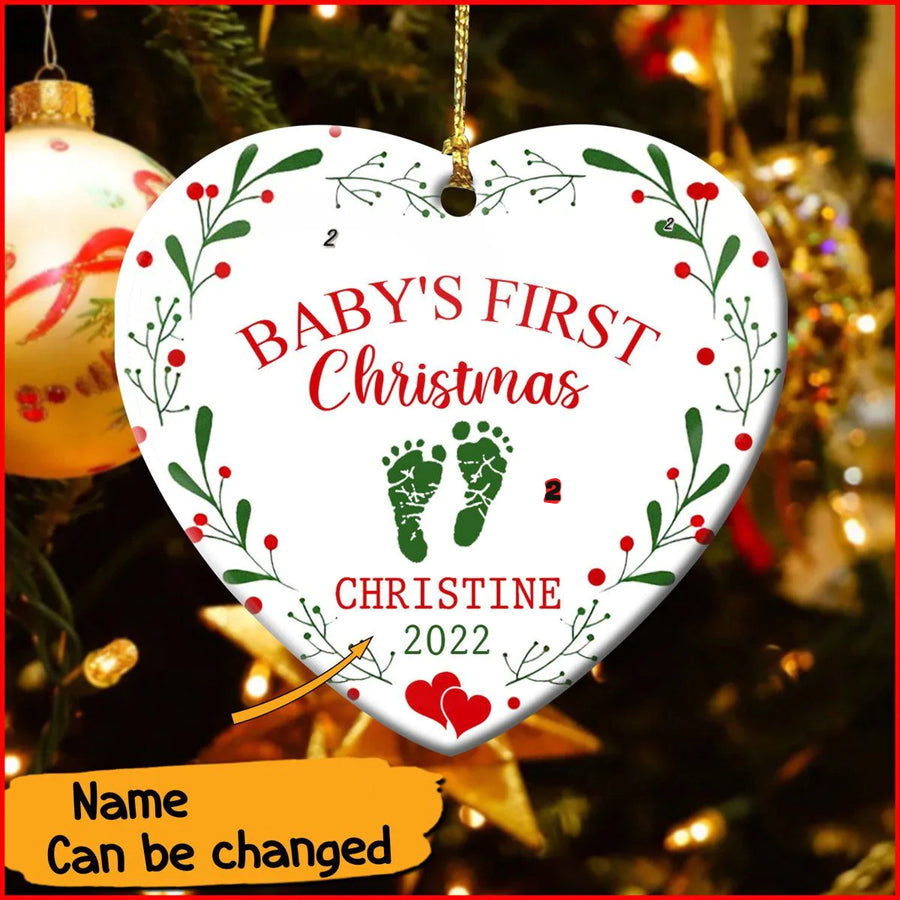 Personalized Baby’s First Christmas Heart Ornament - Best gifts your whole family