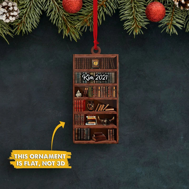 Personalized Bookself Christmas Ornament, Bookselves Ornament, Christmas Gift For Book Lover - Best gifts your whole family