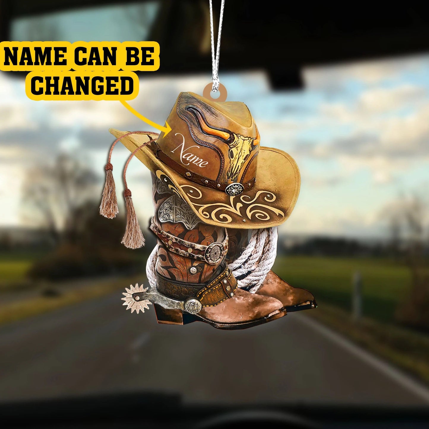 Personalized Boots And Hat Cowboy & Cowgirl Flat Acrylic Hanging Ornament Cowboy Ornaments - Best gifts your whole family