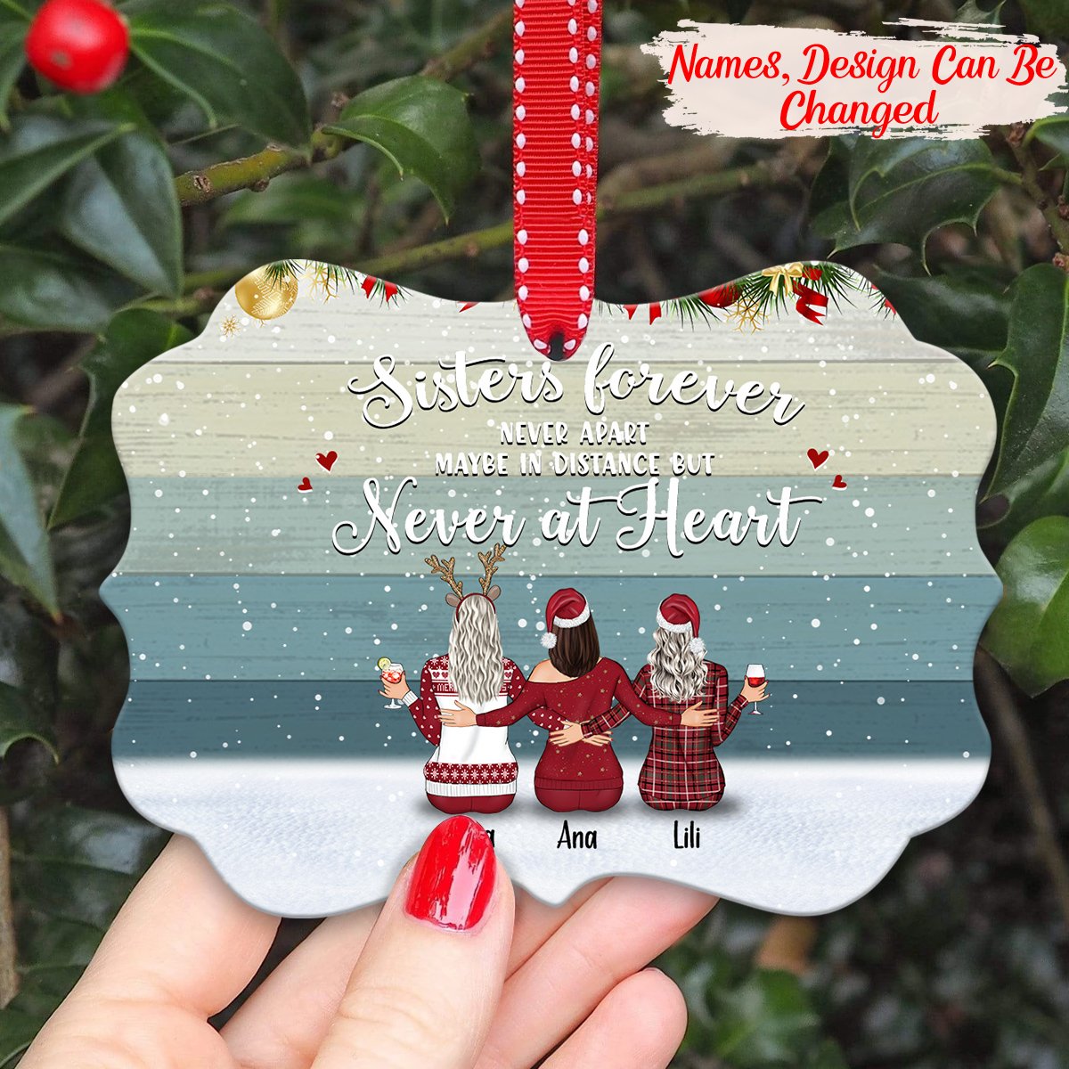 Personalized Christmas Christmas Eve Sister Forever Ornament , Custom Friend , Bestie , Sister Ornament - Best gifts your whole family