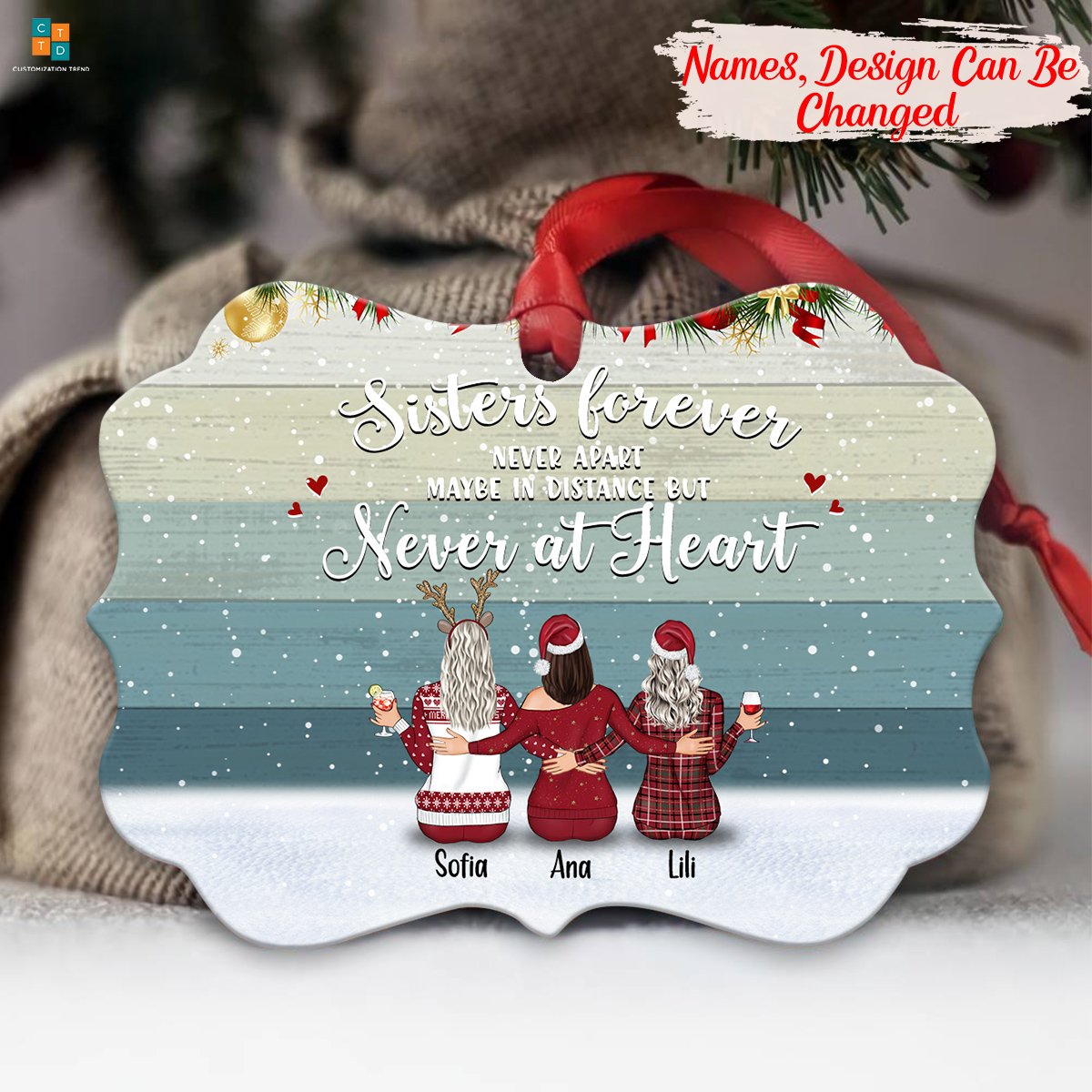 Personalized Christmas Christmas Eve Sister Forever Ornament , Custom Friend , Bestie , Sister Ornament - Best gifts your whole family