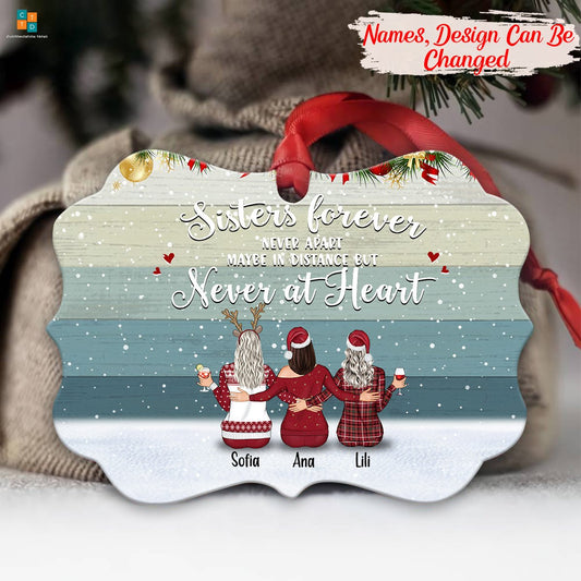 Personalized Christmas Christmas Eve Sister Forever Ornament , Custom Friend , Bestie , Sister Ornament - Best gifts your whole family