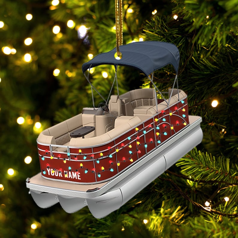Personalized Christmas Pontoon Ornament, Pontoon Boat Custom Ornament, Pontoon Lover Gift For Him, Pontoon Accessories, Christmas Gift - Best gifts your whole family