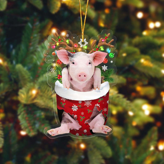 Pig In Pocket Acrylic Ornament, Farm Christmas Ornament - Best gifts your whole family