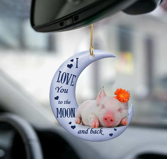 Pig moon back pig lover two sided ornamentt - Best gifts your whole family