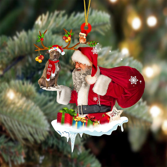 Pit Bull And Santa Claus Christmas Ornament Godmerc - Best gifts your whole family