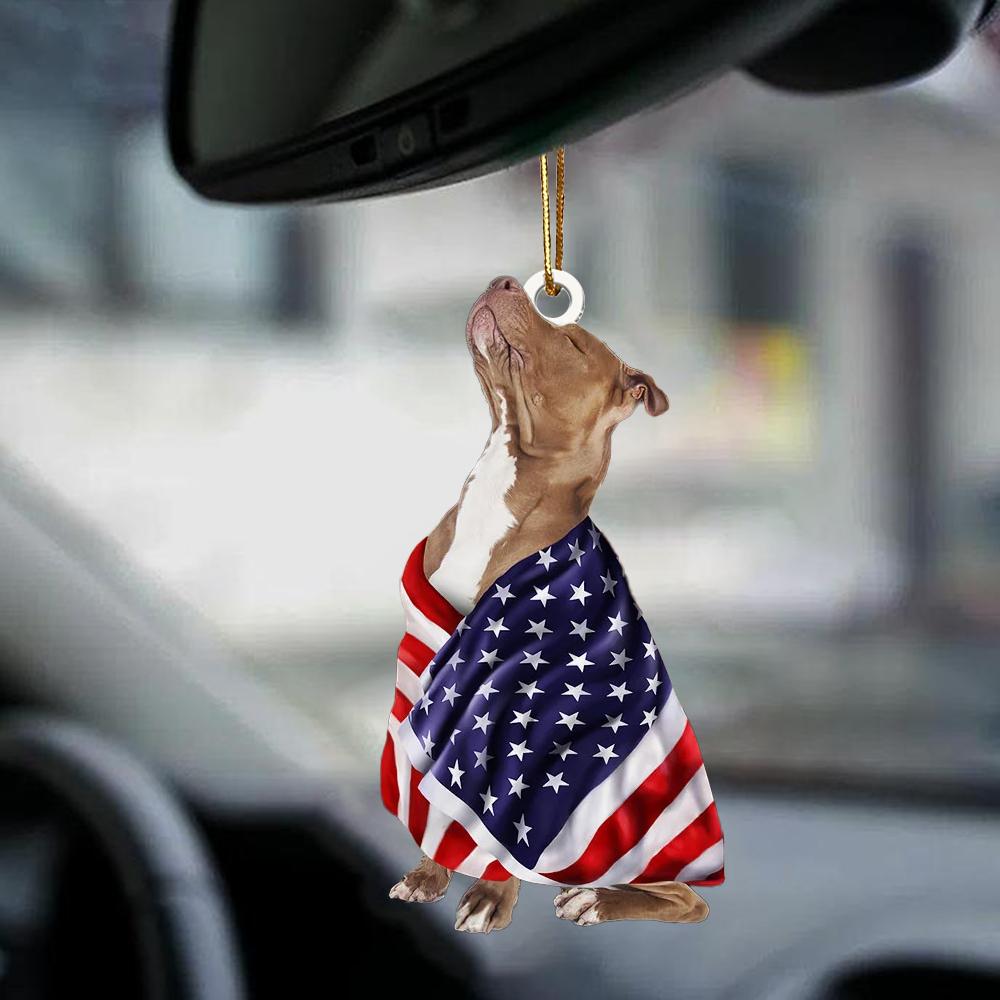 Pitbull American Patriot Flag Two Sided Ornament - Best gifts your whole family