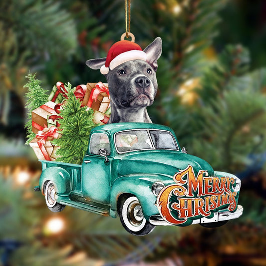 Pitbull Dog-Green Truck Hanging Ornament - Best gifts your whole family