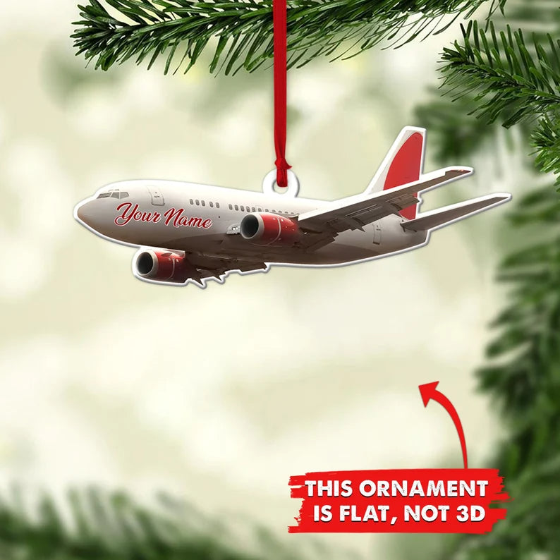 Plane Personalized Christmas Ornament, Airplane Pilot Acrylic Custom Flat Ornament - Best gifts your whole family