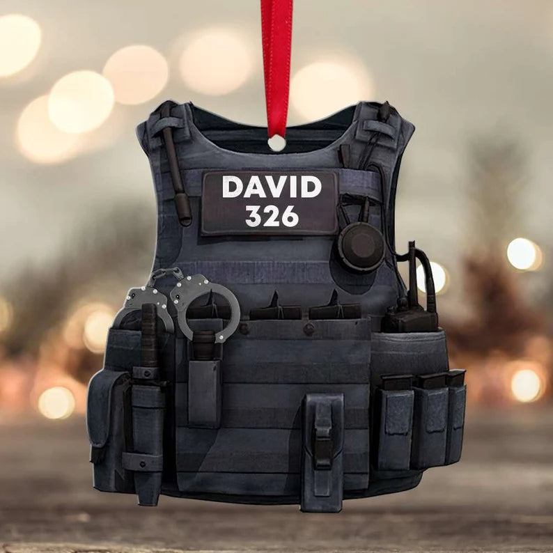 Police Bulletproof Vest Personalized Ornament- Two Sided Ornament - Best gifts your whole family