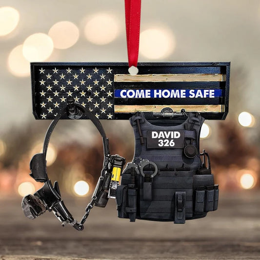 Police Uniform Come Home Safe Flat Personalized Ornament - Two Sided Ornament - Best gifts your whole family