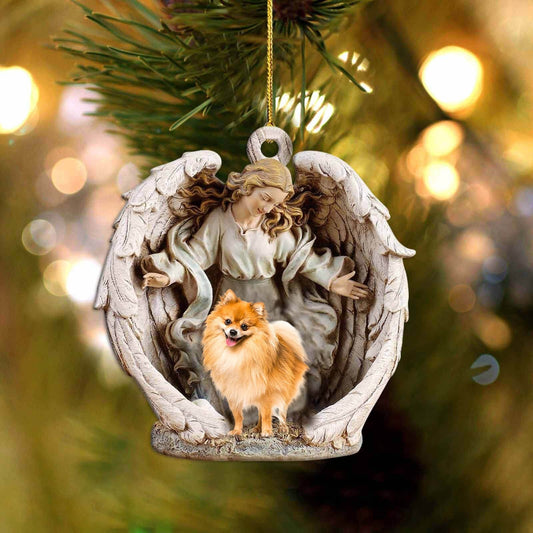 Pomeranian-Angel Hug Winter Love Two Sided Ornament - Best gifts your whole family