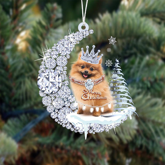 Pomeranian Diamond Moon Merry Christmas Ornament Christmas Gifts - Best gifts your whole family