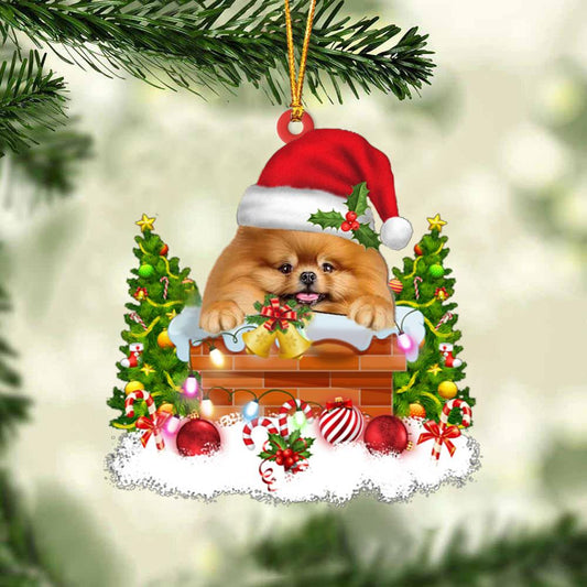 Pomeranian In The Chimney Hanging Ornament Dog Christmas Ornament - Best gifts your whole family
