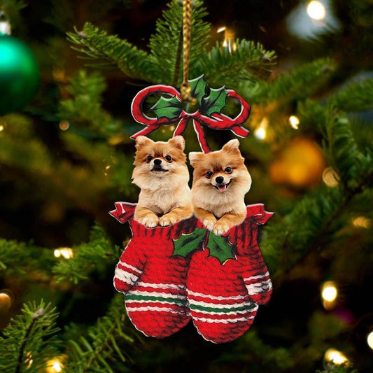 Pomeranian Inside Your Gloves Christmas Holiday-Two Sided Ornament, Christmas Ornament, Car Ornament - Best gifts your whole family