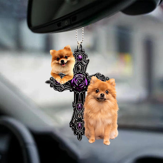 Pomeranian Pray For God Car Hanging Ornament Dog Pray For God Ornament Godmerc - Best gifts your whole family
