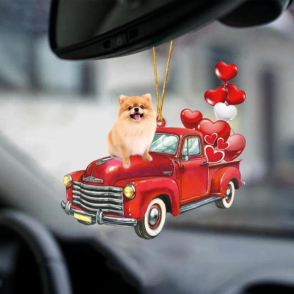 Pomeranian-Red Sports Car-Two Sided Ornament - Best gifts your whole family