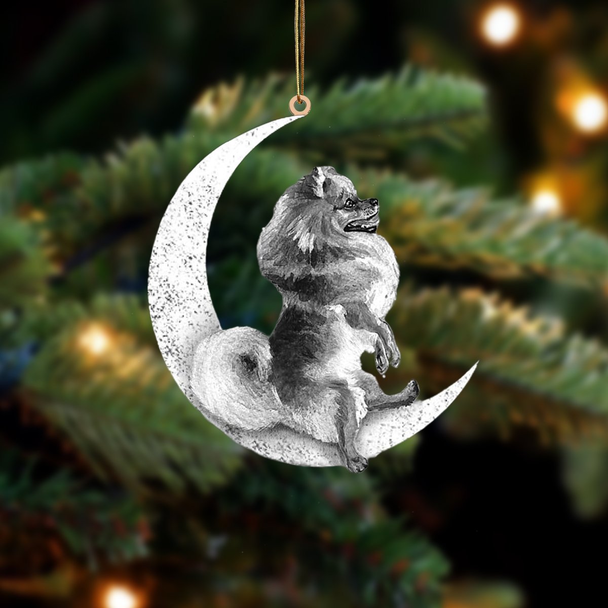 Pomeranian-Sit On The Moon-Two Sided Ornament - Best gifts your whole family