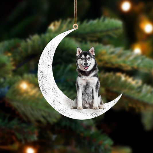 Pomsky Sit On The Moon Two Sided Ornament Dog Hanging Christmas Ornament - Best gifts your whole family