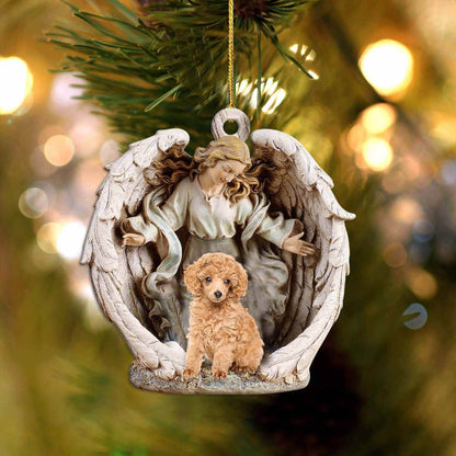 Poodle (2)-Angel Hug Winter Love Two Sided Ornament - Best gifts your whole family