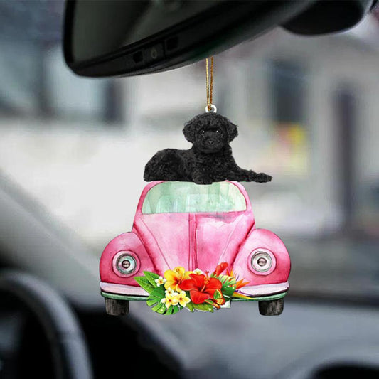 Poodle 2-Pink Hippie Car-Two Sided Ornament - Best gifts your whole family