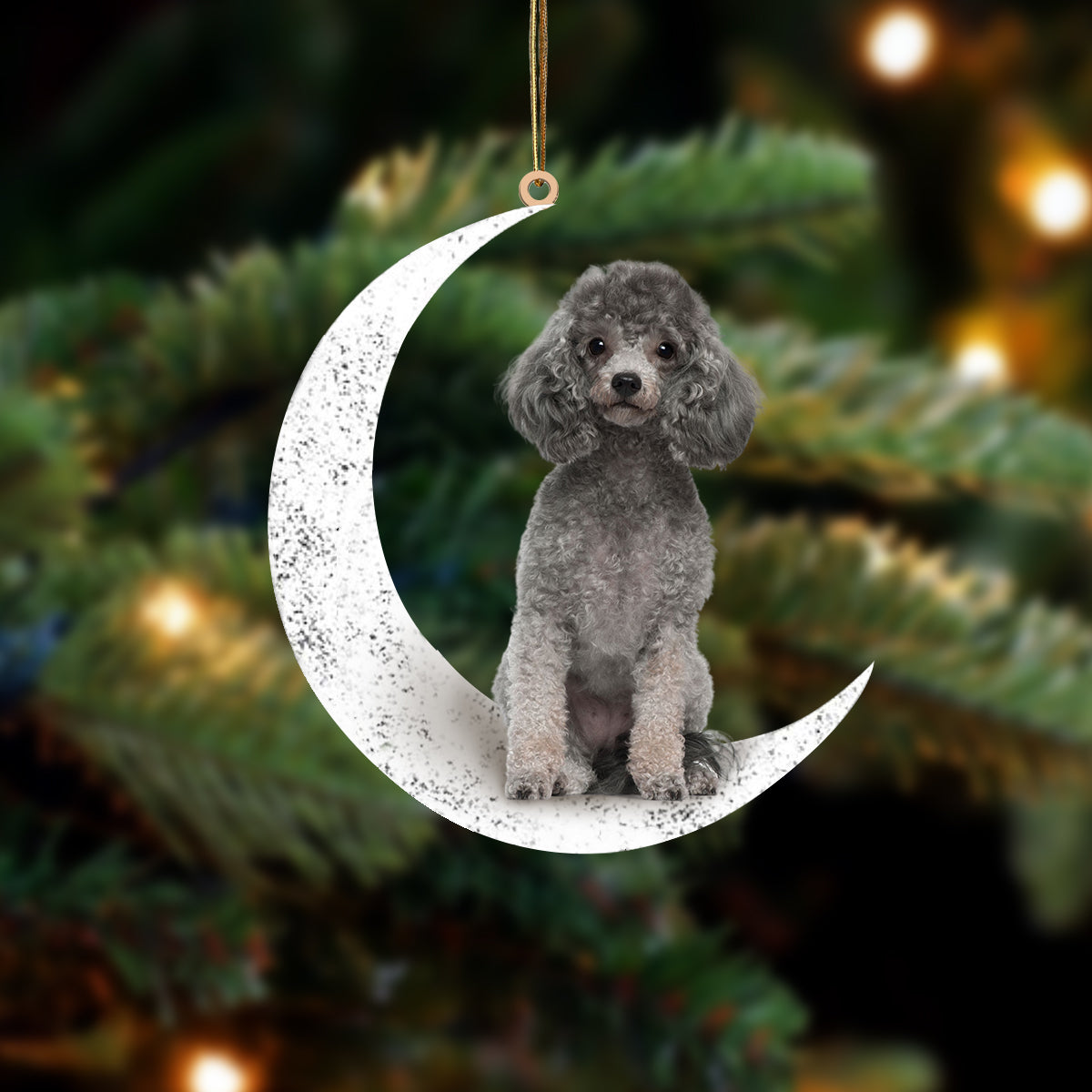 Poodle 2 Sit On The Moon Two Sided Ornament Dog Hanging Christmas Ornament - Best gifts your whole family