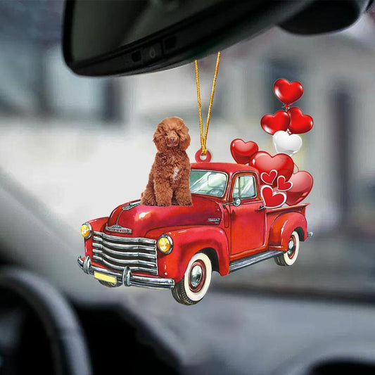 Poodle 3-Red Sports Car-Two Sided Ornament - Best gifts your whole family
