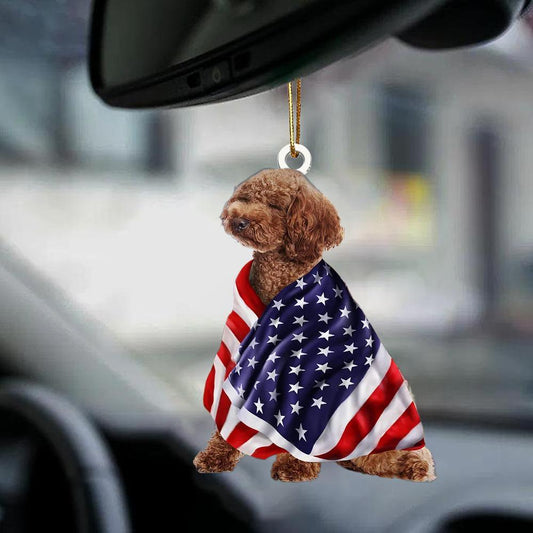 Poodle American Patriot Flag Two Sided Ornament - Best gifts your whole family