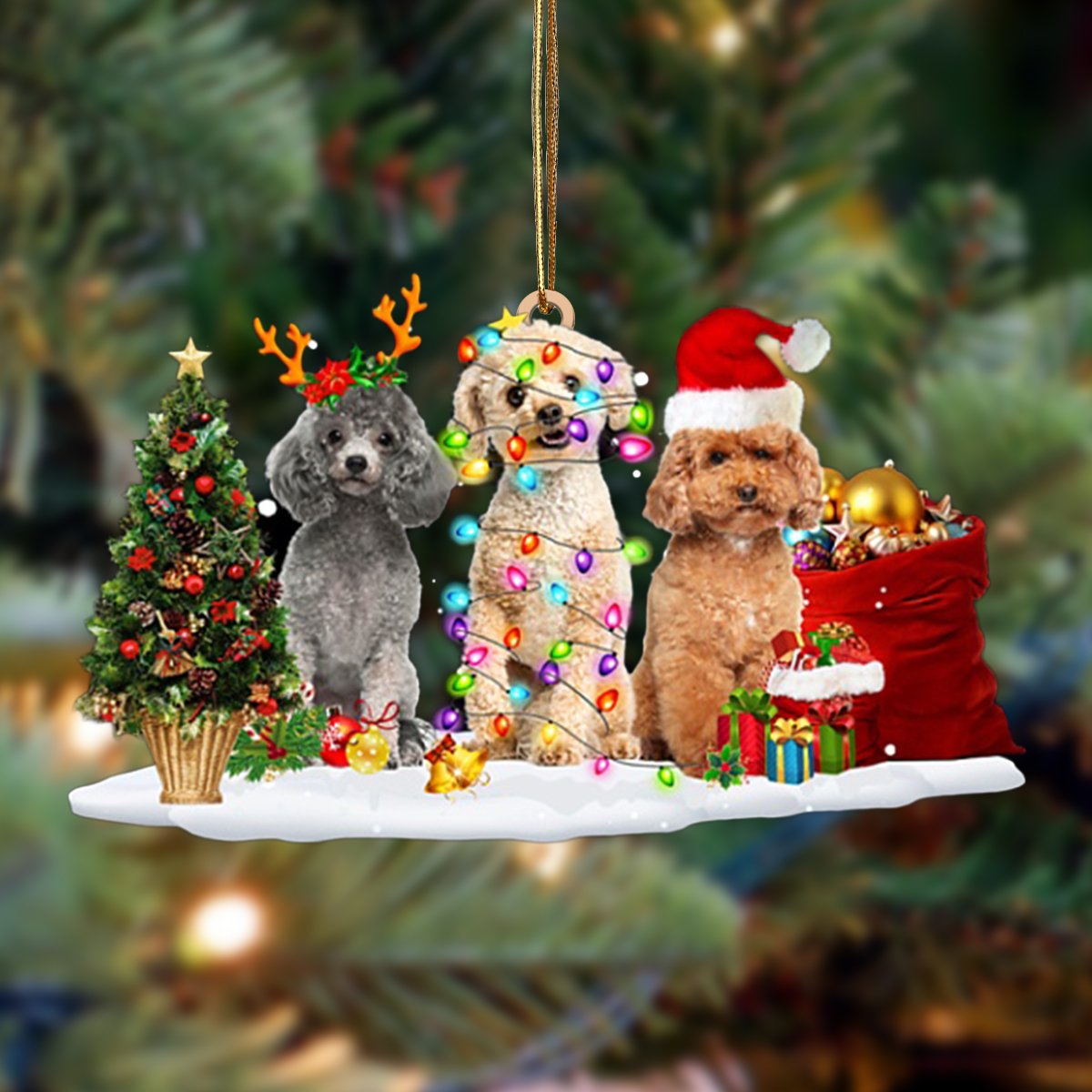 Poodle-Christmas Dog Friends Hanging Ornament - Best gifts your whole family