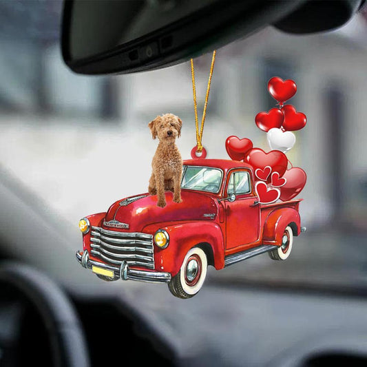 Poodle Crossbreed-Red Sports Car-Two Sided Ornament - Best gifts your whole family