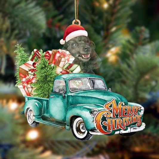 Poodle-Green Truck Hanging Ornament - Best gifts your whole family