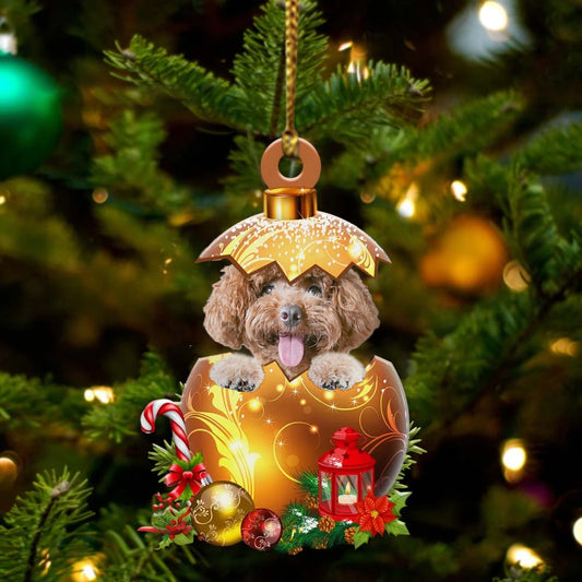 Poodle In Golden Egg Christmas Ornament - Best gifts your whole family