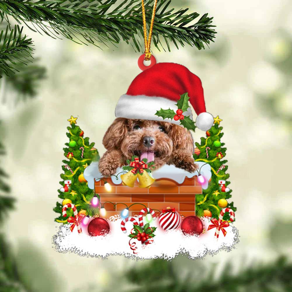 Poodle In The Chimney Hanging Ornament Dog Christmas Ornament - Best gifts your whole family