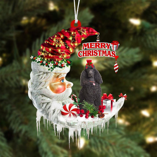 Poodle On The Moon Merry Christmas Hanging Ornament - Best gifts your whole family