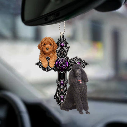 Poodle Pray For God Car Hanging Ornament Dog Pray For God Ornament Godmerc - Best gifts your whole family