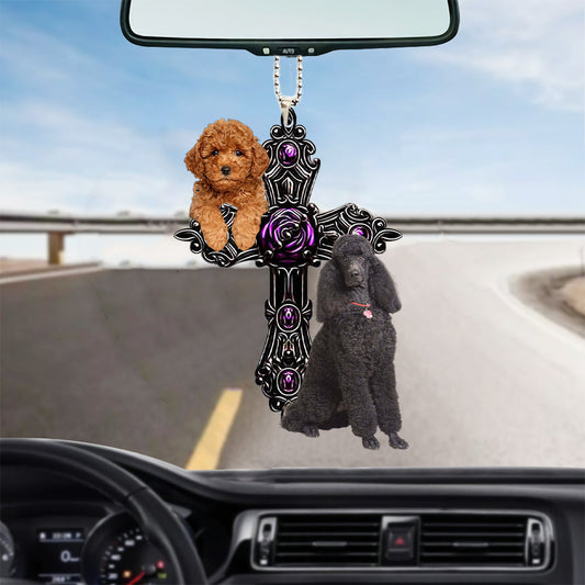 Poodle Pray For God Car Hanging Ornament Dog Pray For God Ornament Godmerc - Best gifts your whole family