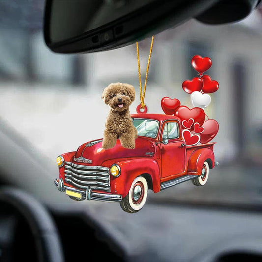 Poodle-Red Sports Car-Two Sided Ornament - Best gifts your whole family
