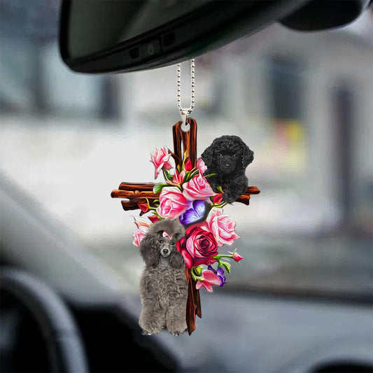 Poodle Roses And Jesus Car Hanging Ornament Dog Ornaments For Chiristmas - Best gifts your whole family