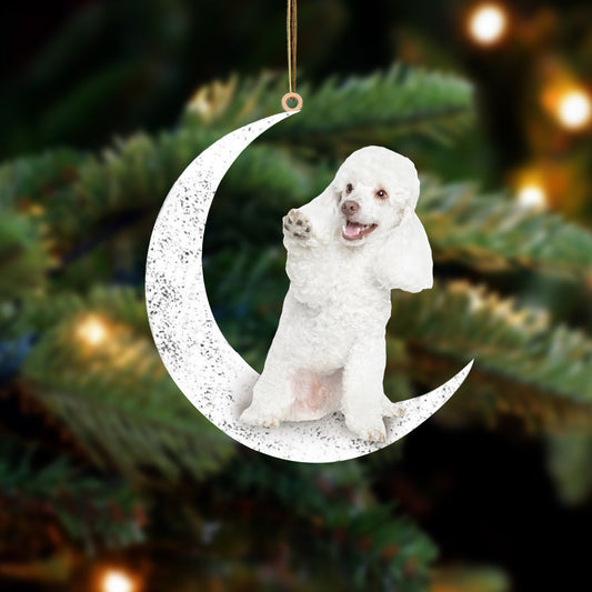 Poodle Sit On The Moon Two Sided Ornaments Dog Hanging Christmas Ornament - Best gifts your whole family