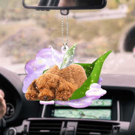 Poodle Sleep On Fallen Leaves Acrylic Ornaments, Dog Ornament For Car Auto - Best gifts your whole family